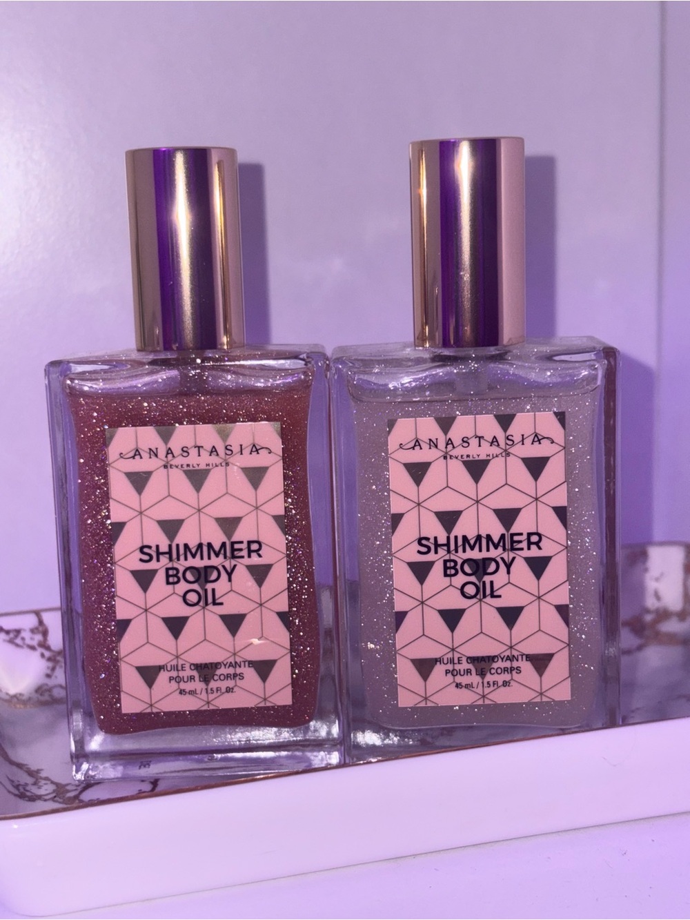 2PC Anastasia Beverly Hills Shimmer Body Oil in Rose Gold and White, NWOB